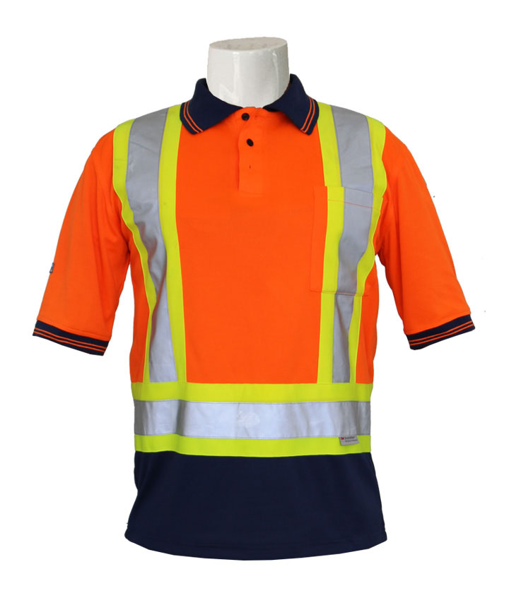 Orange/Lime/Navy short sleeves Polo shirt