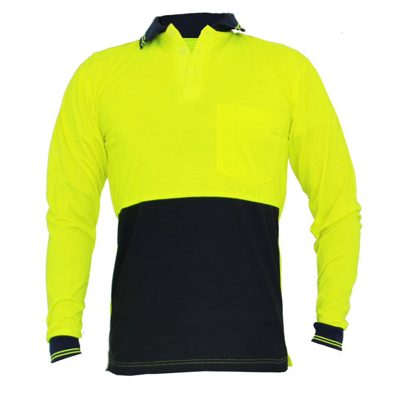 Yellow/Navy Long Sleeves Polo Shirt