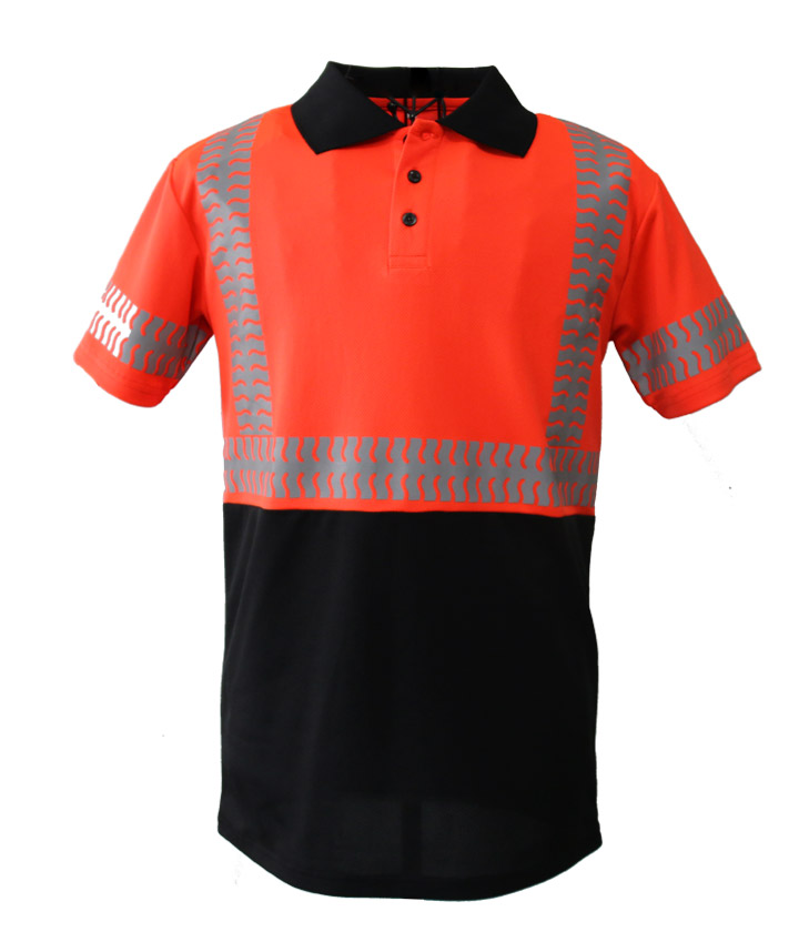 Hi Vis red/black Two Tone polo shirt