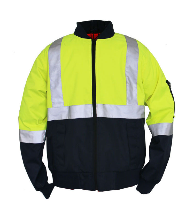 Hi Vis Yellow/Navy Two Tone winter Bomber Jacket