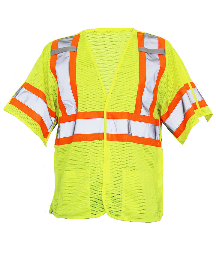 Lime/Orange short sleeve safety vest