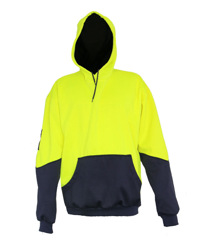 Hi Vis Yellow/Navy hooded sweater