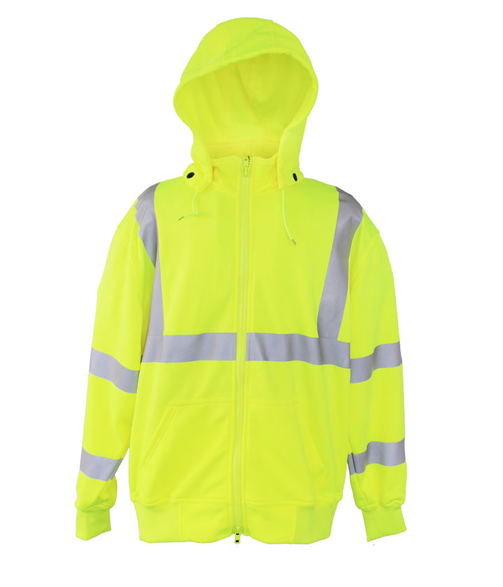 Hi Vis Lime Detachable Hooded Sweater