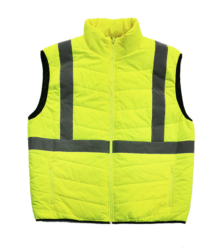 Lime padded safety work vest