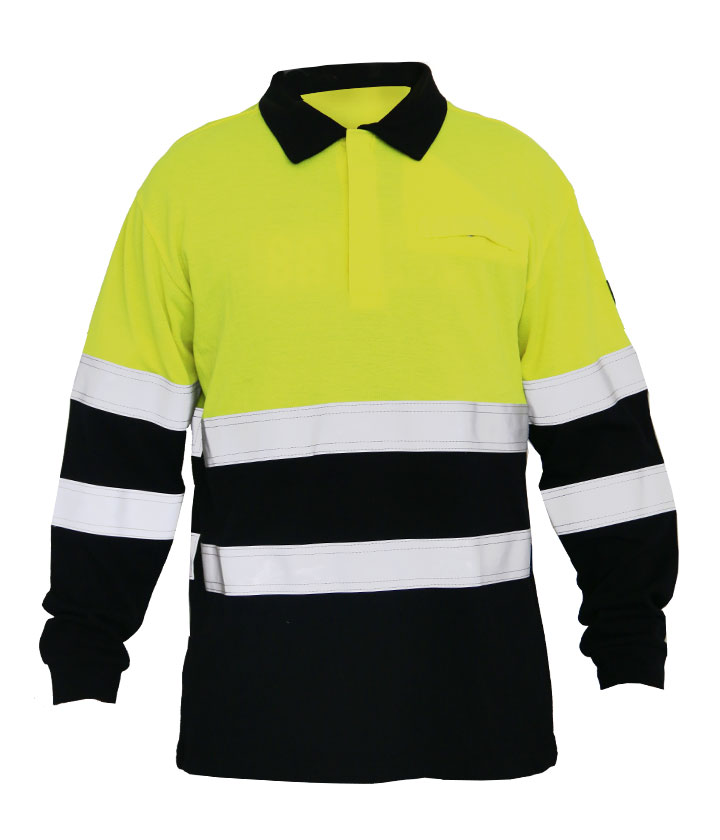 Hi Vis Yellow/Navy FR polo shirt