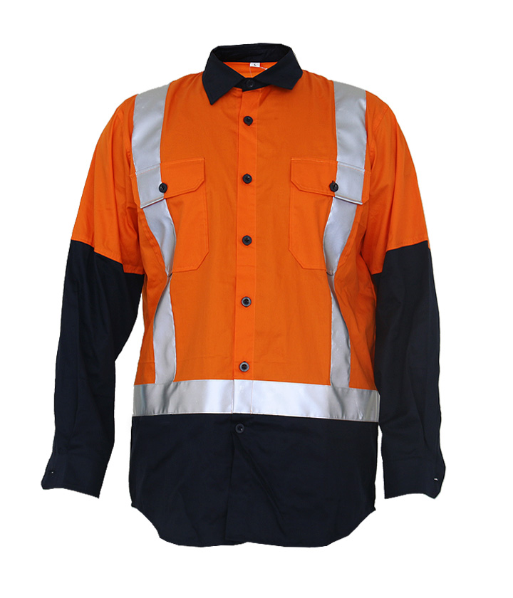 Hi Vis Orange/Navy long sleeve shirt