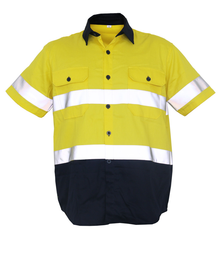 Hi Vis Yellow/Navy short sleeves shirt