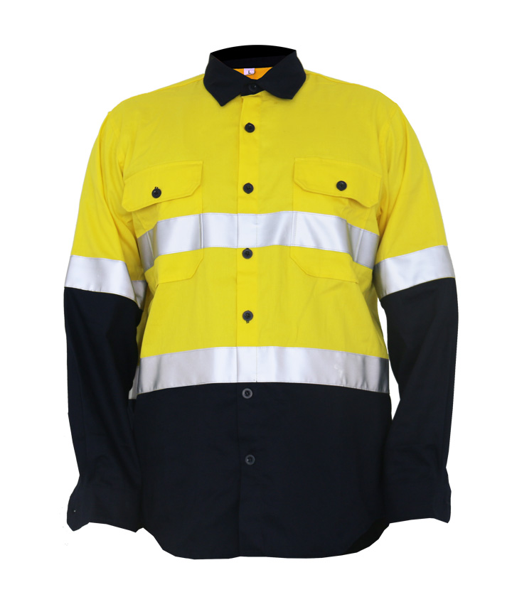 Hi Vis Yellow/Navy long sleeves shirt