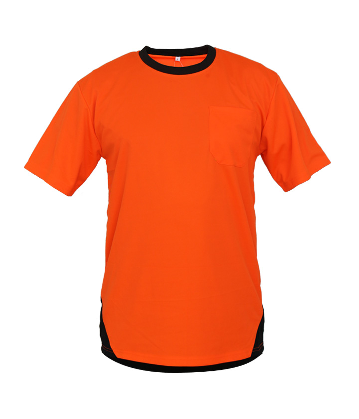 Orange/Black Round Neck Short Sleeves T-Shirt