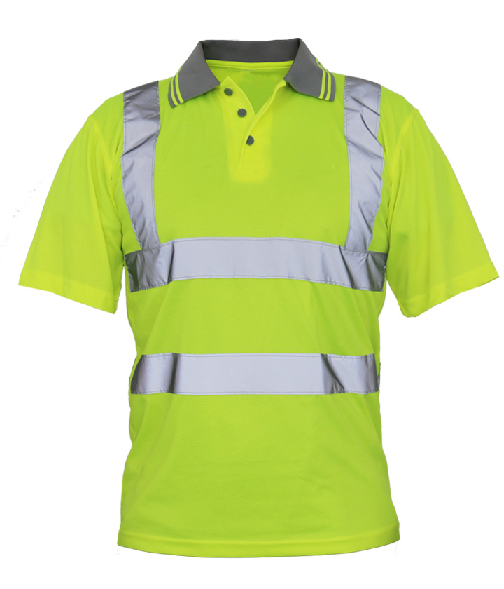 Hi Vis Yellow/Grey Short Sleeves Polo Shirt