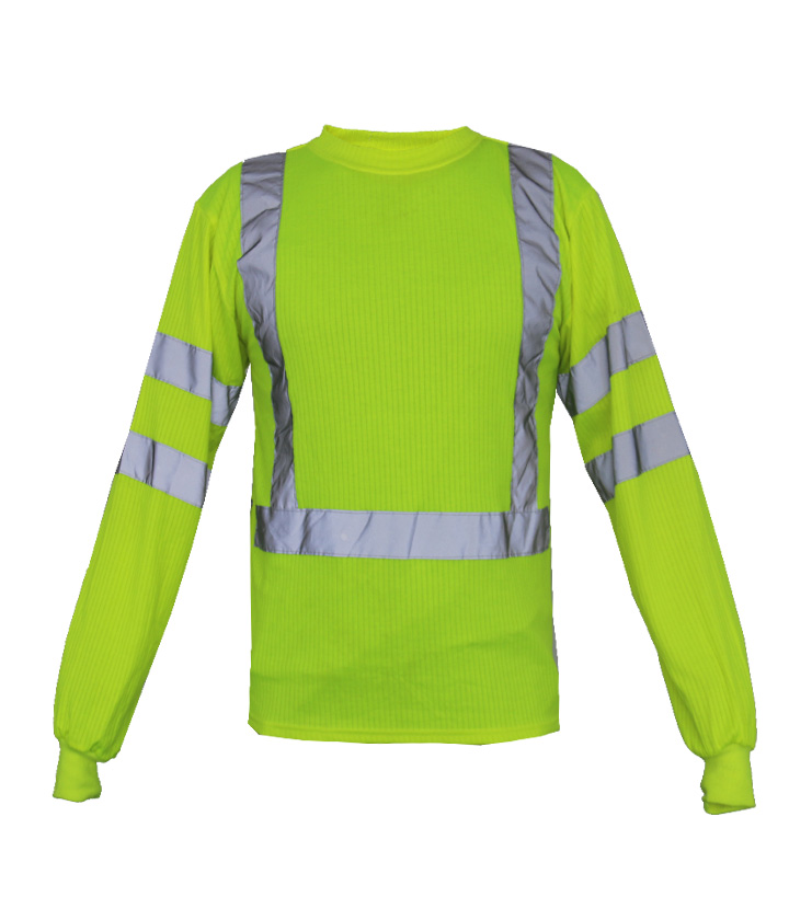 Hi Vis Yellow Round Neck Long Sleeves T-Shirts