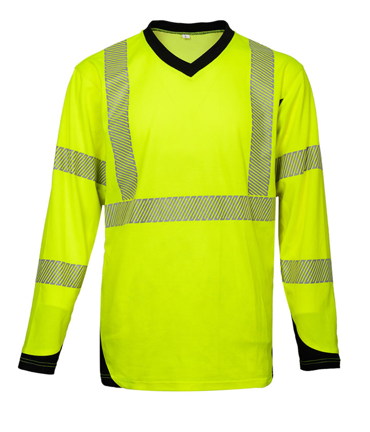 Hi Vis Yellow/Black Recycle Long sleeve T-shirt