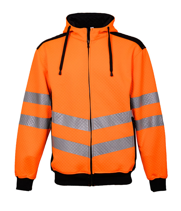 Hi Vis Orange contrast Black Hooded Sweater