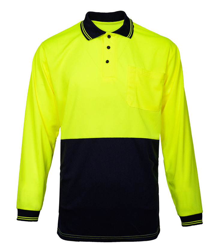 Yellow/Navy Long Sleeves Polo Shirt