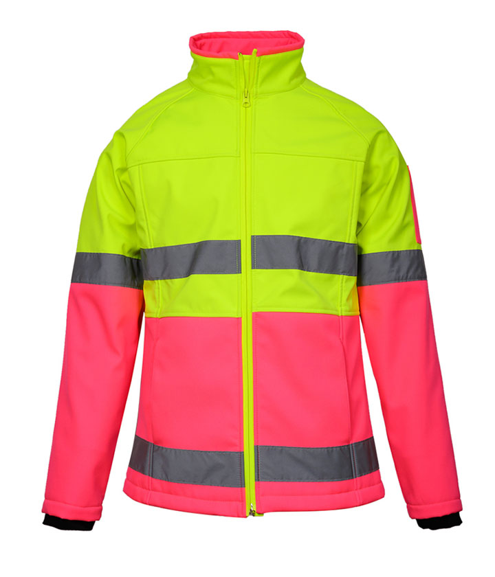 Hi Vis Yellow/Pink Lady Softshell Jacket