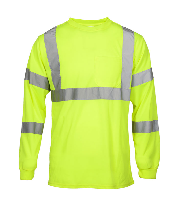 Hi Vis Lime Round Neck Long Sleeves T-shirt