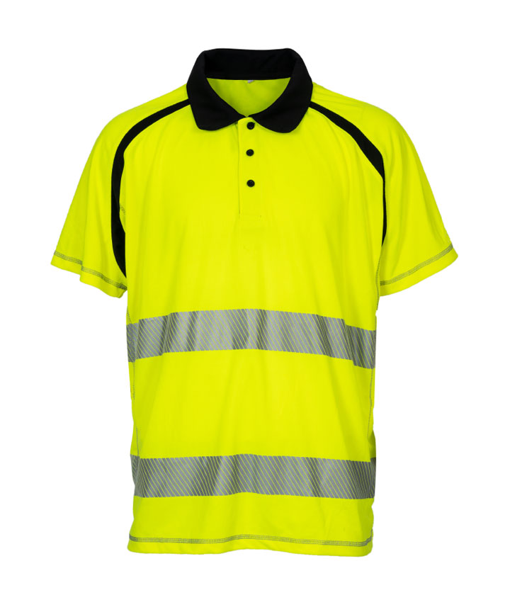 Hi Vis Yellow/Black Short Sleeves Polo Shirt
