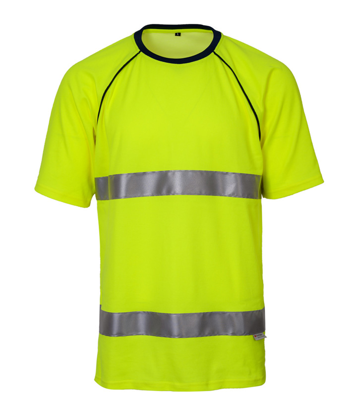 Hi Vis Yellow/Black Round Neck Short Sleeves T-Shirt