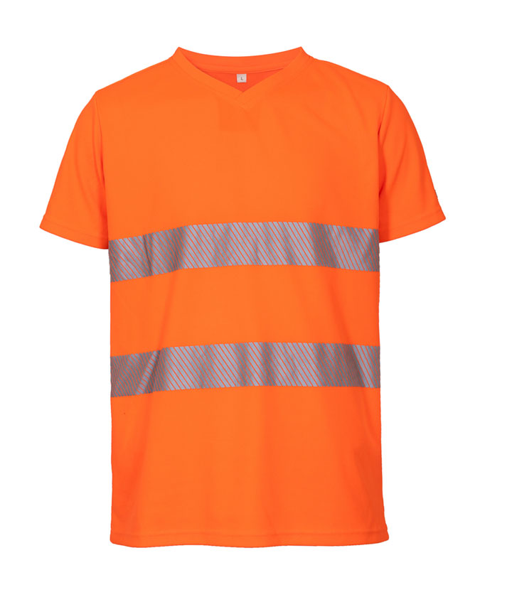 Hi Vis Orange V-Neck Short Sleeves T-Shirt