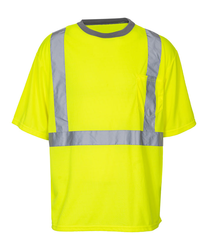 Hi Vis Yellow/Black Round Neck Short Sleeves T-Shirt