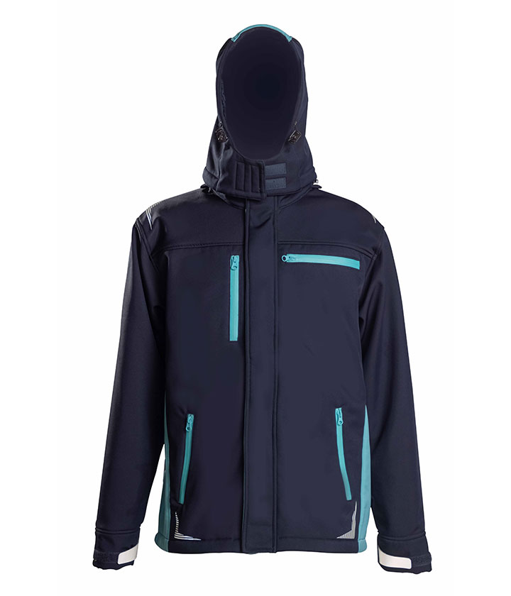 Navy Blue contrast Lake Blue Softshell Jacket