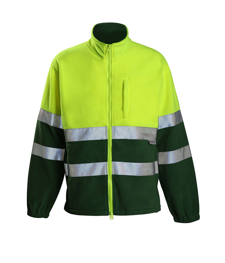 Hi Vis Yellow contrast  Green black fleece Jacket