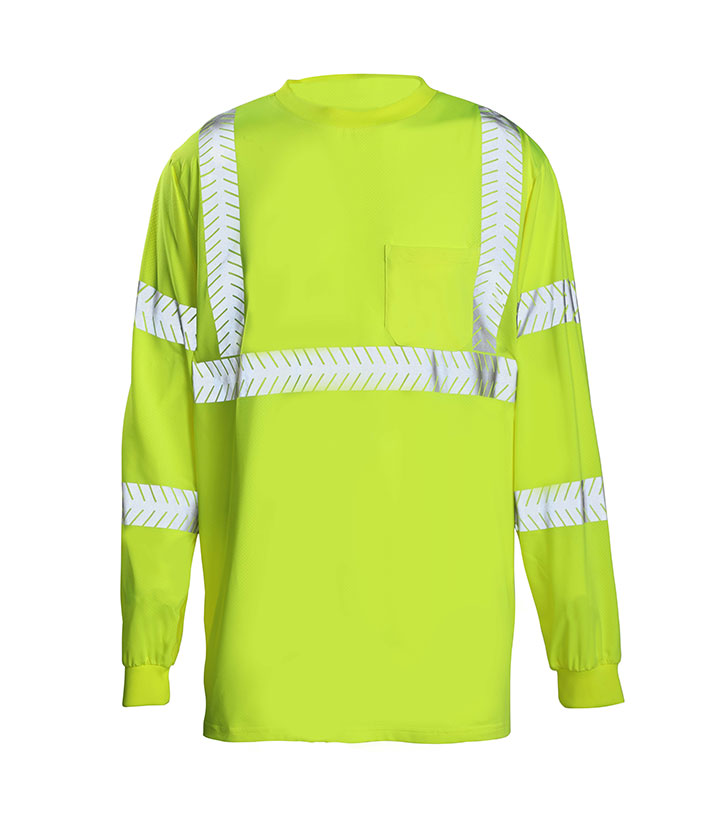 Hi Vis Yellow Round Neck Long Sleeve T-Shirt