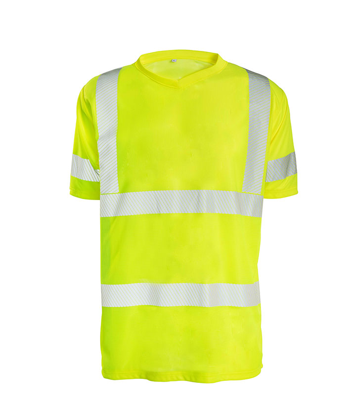 Hi Vis Recyle Yellow Round Neck Short Sleeve T-Shirt