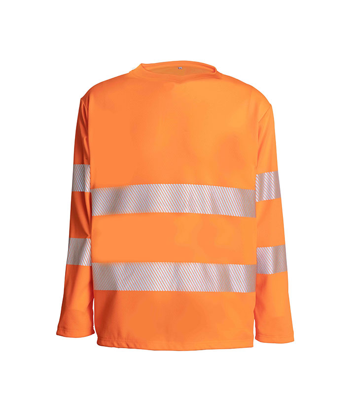 Hi Vis Recycle Orange Round Neck Long Sleeve T-Shirt