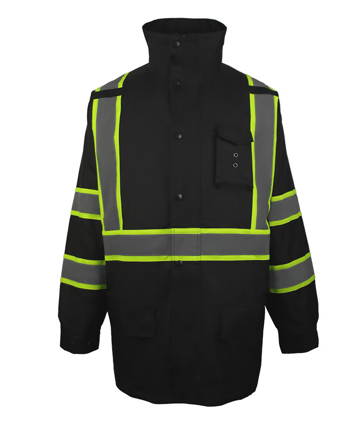 Black contrast Hi vis Yellow(Lime) Rain Parka