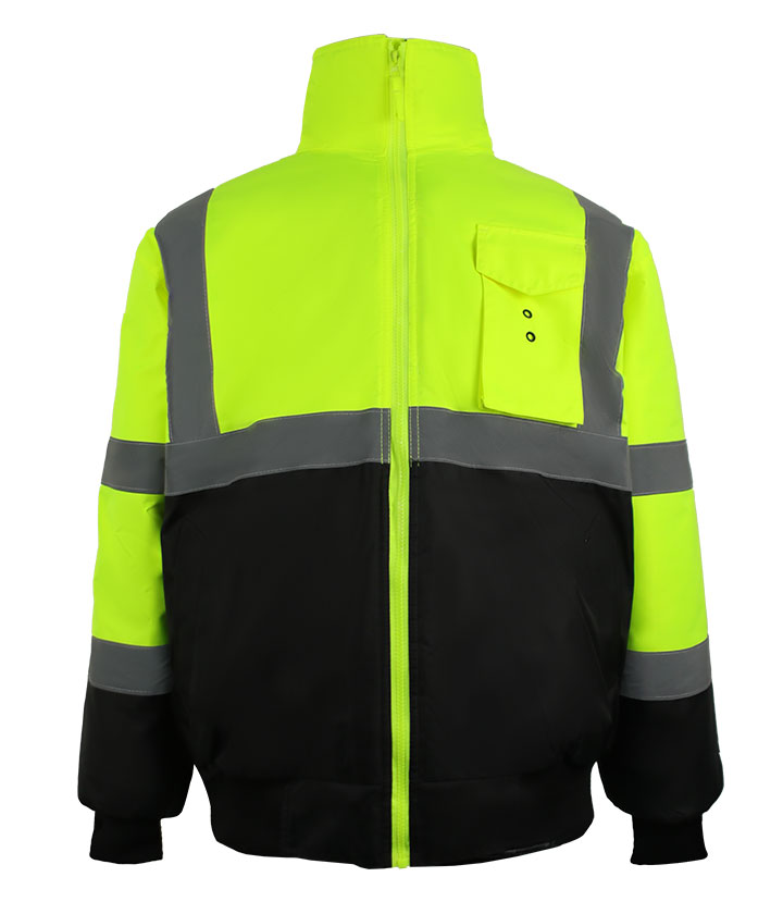 Hi Vis yellow(Lime) contrast Black Bomber Jacket