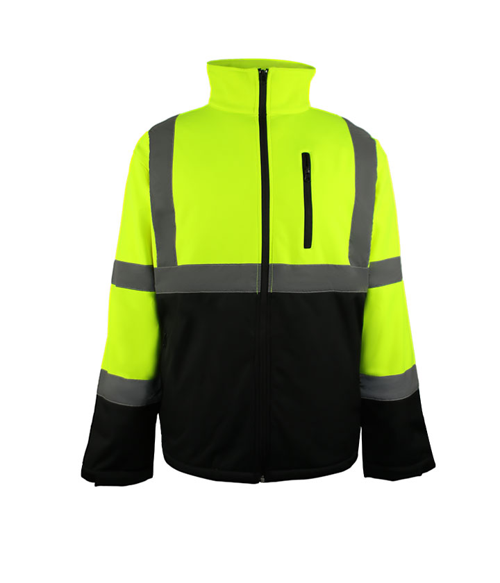 Hi Vis Yellow ( Lime) contrast Black softshell Jacket