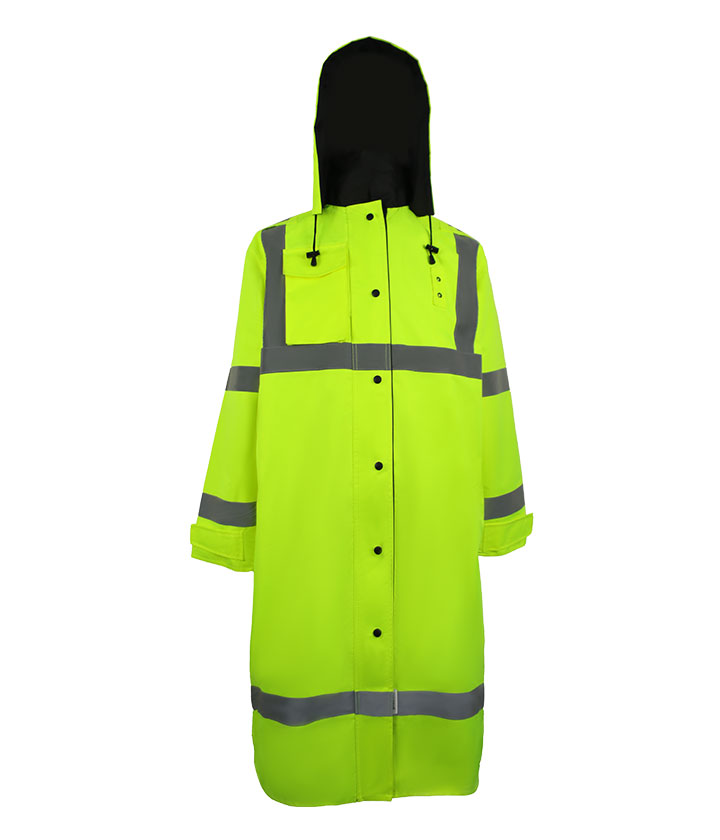 HiVis Yellow（Lime)/Black Reversible long Raincoat