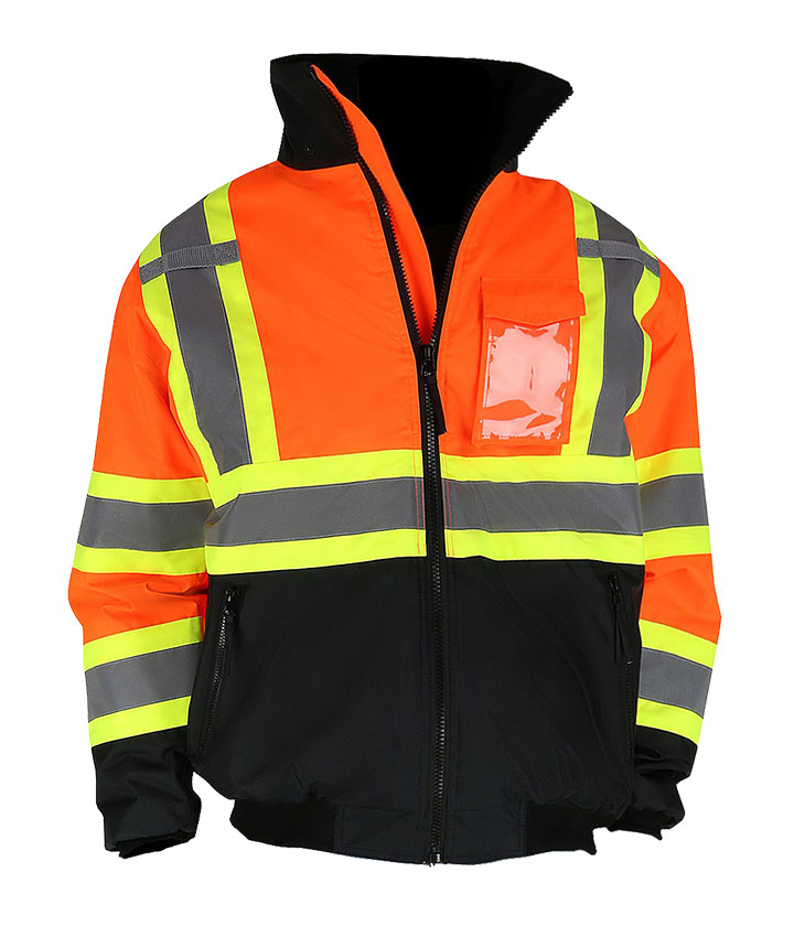 Hi vis Orange contrast Black Raincoat