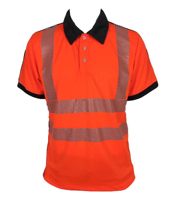 Hi Vis Orange/ Grey Short Sleeves Polo Shirt