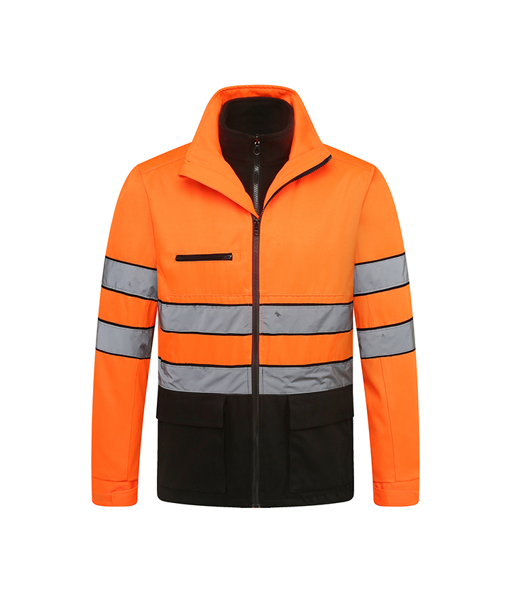 Hi Vis Orange/Black 3 In 1 Winter Jacket