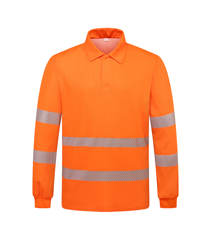 Hi Vis Orange Long Sleeve Polo Shirt