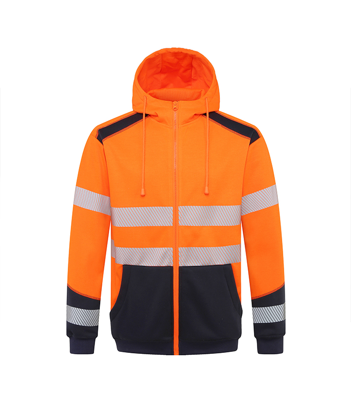 Hi Vis Orange/Blue Full Zip Hoodie Sweater